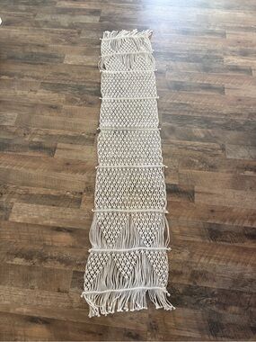 Threshold Cream Macrame Table Runner 5’10”